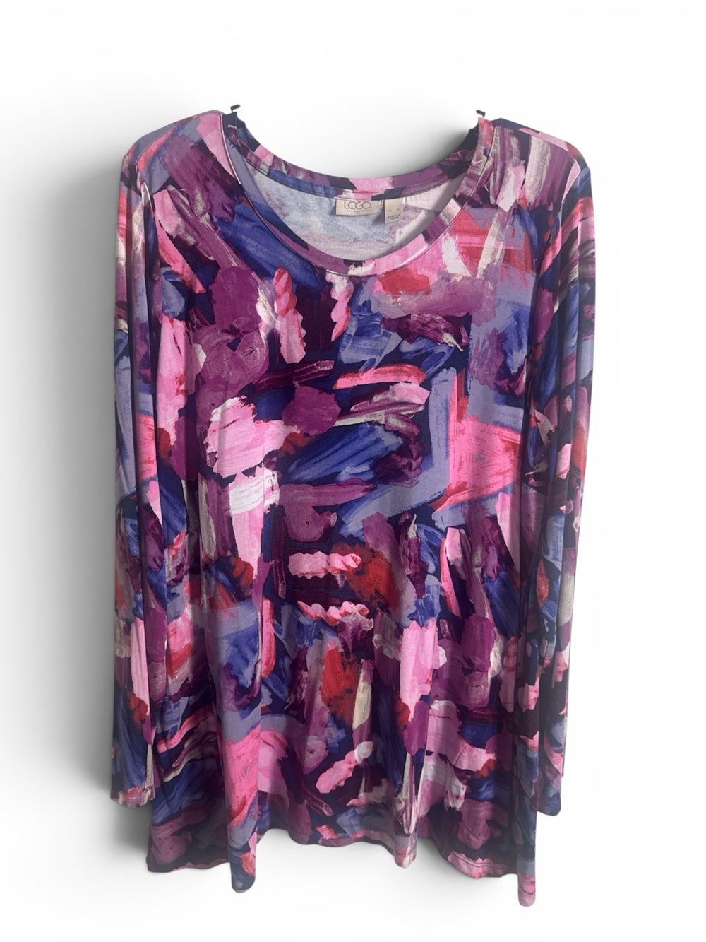 LOGO by Lori Goldstein Abstract Brush Strokes Top Tunic XL Wearable Art - Picture 6 of 8